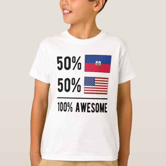 Half Haïtiaanse halve Amerikaanse vlag Haïti Veren T-shirt (Voorkant)