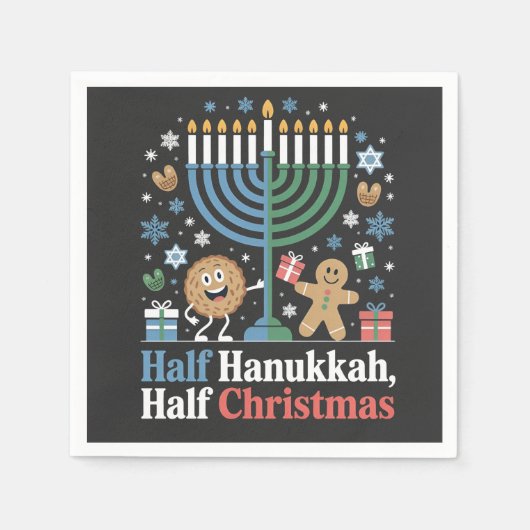 Half Hanukkah Half Kerstmis Funny Christmukkah Servet (Voorkant)