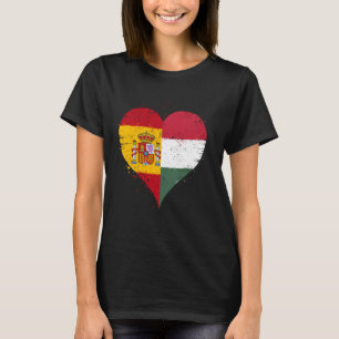 Half Hongaars Half Spaans A Hongarije Spanje Vlag  T-shirt