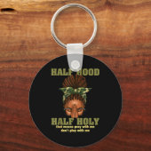 Half Hood Half Holy Pray Christian African Afro Bl Sleutelhanger (Voorkant)