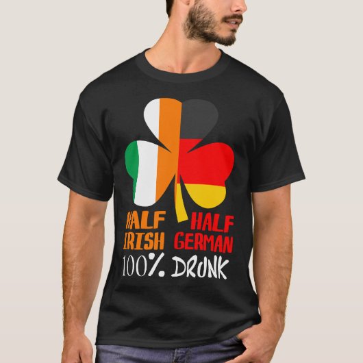 Half Iers half Duits Drink St. Patricks T-shirt (Voorkant)