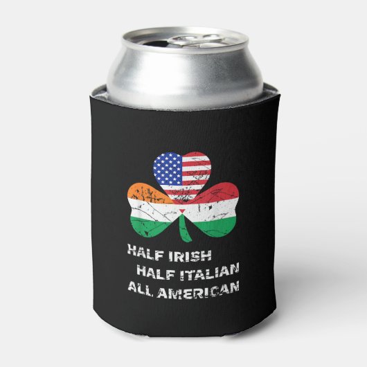 Half Iers half Italiaans Alle Amerikaanse vlag Sha Blikjeskoeler (Blikje Voorkant)