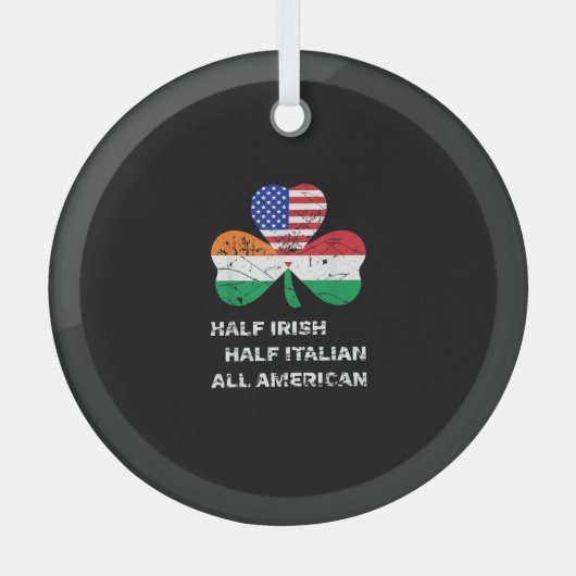 Half Iers half Italiaans Alle Amerikaanse vlag Sha Glas Ornament (Voorkant)