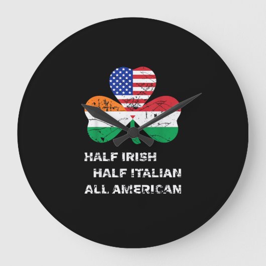Half Iers half Italiaans Alle Amerikaanse vlag Sha Grote Klok (Voorkant)
