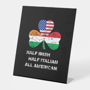 Half Iers half Italiaans Alle Amerikaanse vlag Sha Reclamebord Met Voetstuk