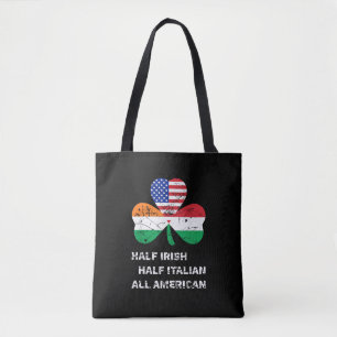 Half Iers half Italiaans Alle Amerikaanse vlag Sha Tote Bag