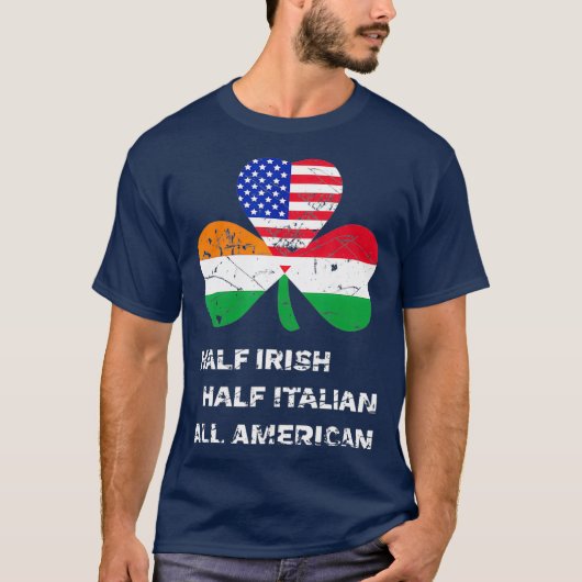 Half Iers half Italiaans Alle Amerikaanse vlag T-shirt (Voorkant)