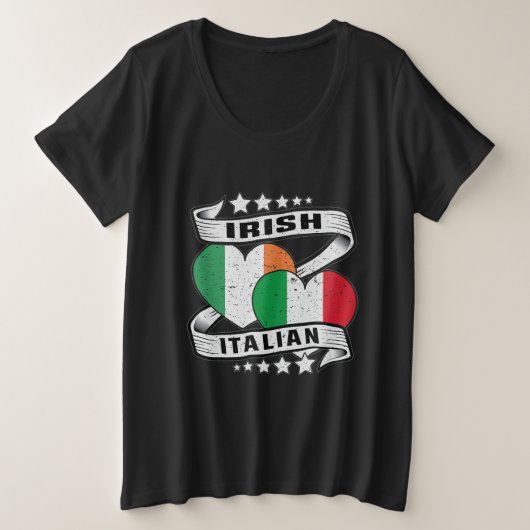 Half Iers - Italiaanse Ierse halve Italiaanse vlag Grote Maat T-shirt (Design voorkant)