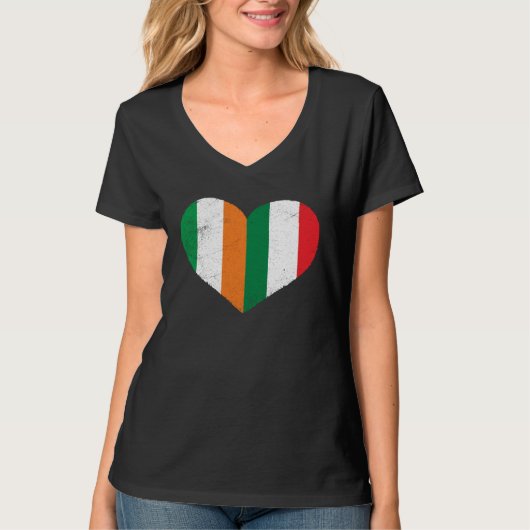 Half Irish Half Italian Heart Ireland Italy Irish  T-shirt (Voorkant)