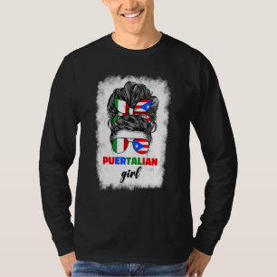 Half Italiaans en Puerto Ricaans Rico Italië Vlag T-shirt