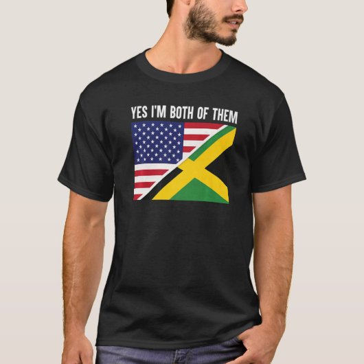 half jamaicaans half amerikaans ja in beide t-shirt (Voorkant)