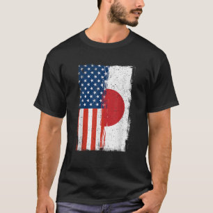Half Japanse halve Amerikaanse vlag Japan Amerika  T-shirt