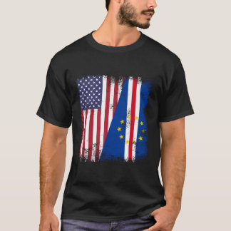 Half Kaapverdische Vlag Kaapverdië USA Cadeau T-shirt