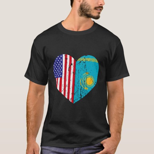 Half Kazachstan Half Amerikaanse Roots Mannen Vrou T-shirt (Voorkant)