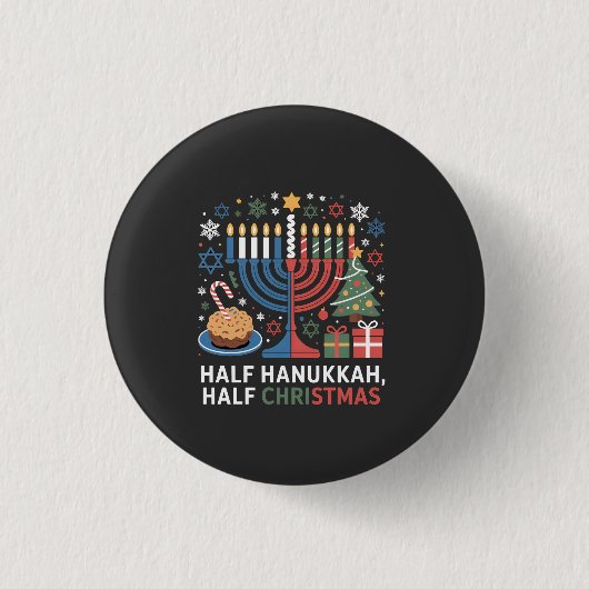 Half Kerstmis Half Hanukkah Christmukkah Grappig Ronde Button 3,2 Cm (Voorkant)