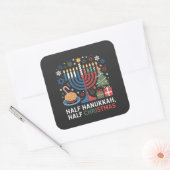 Half Kerstmis Half Hanukkah Christmukkah Grappig Vierkante Sticker (Envelop)