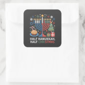 Half Kerstmis Half Hanukkah Christmukkah Grappig Vierkante Sticker (Tas)