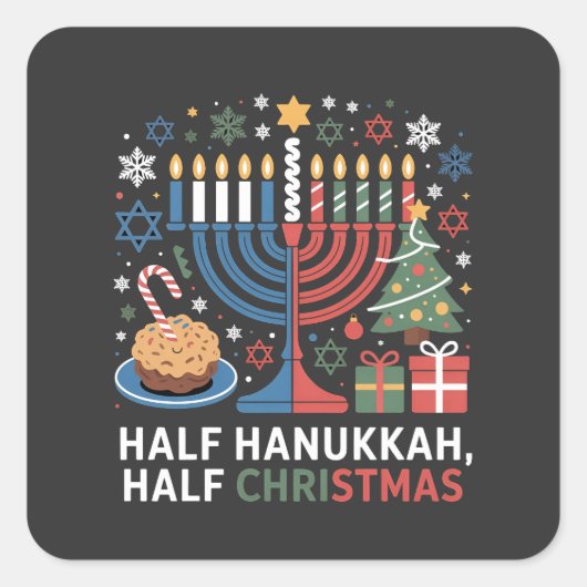 Half Kerstmis Half Hanukkah Christmukkah Grappig Vierkante Sticker (Voorkant)