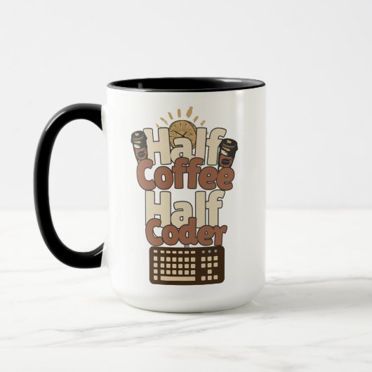 Half koffie, half codeur mok (Links)