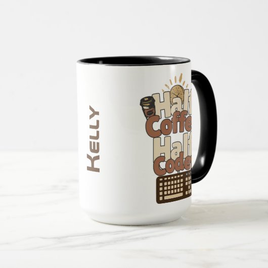 Half koffie, half codeur mok (Voorkant rechts)