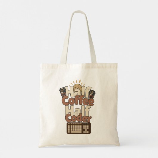 Half koffie, half codeur tote bag (Achterkant)