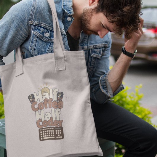 Half koffie, half codeur tote bag