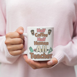 ☕️half koffie, 💕half mens, alle leraar Mok 🍎