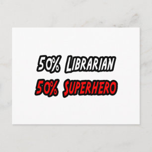 Half Librarian Half Superheld Briefkaart