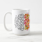 Half-Lobing It (Brain Pun & Waterkleurige Bloemen) Koffiemok (Links)