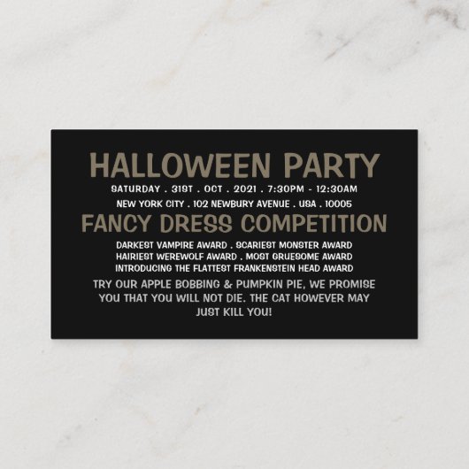 Half maan, Halloween Party Ticket Uitnodiging Informatiekaartje (Achterkant)
