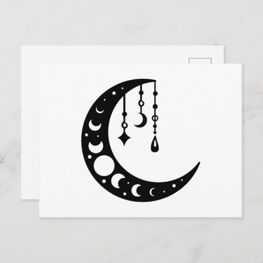 Half maan, Moon Phases Briefkaart (Voorkant / Achterkant)