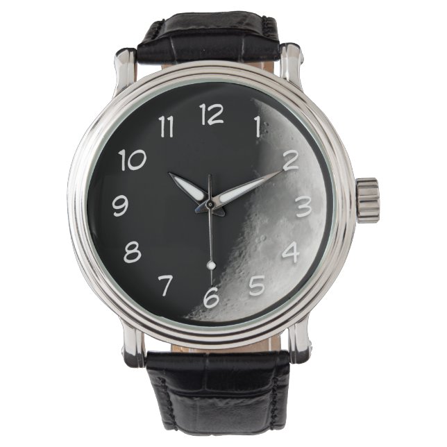 Half maan 's nachts | Afsluiten Fotografie Horloge (Voorkant)