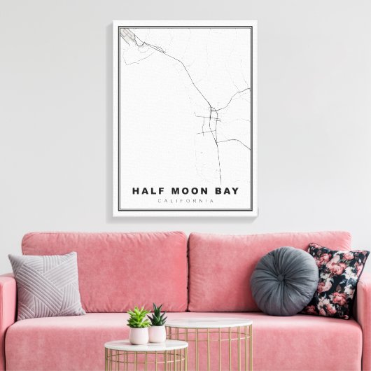 Half maanden Bay-kaart Canvas Afdruk (Insitu (Woonkamer))