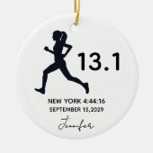 Half Marathon 13.1 Female Runner Custom Name Keramisch Ornament (Voorkant)