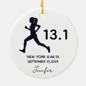 Half Marathon 13.1 Female Runner Custom Name Keramisch Ornament (Achterkant)