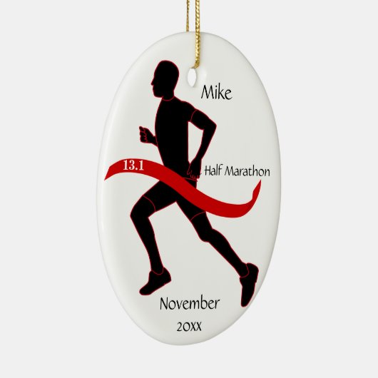Half marathon Runner Ornament - Man red (Rechts)