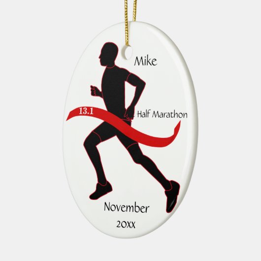 Half marathon Runner Ornament - Man red (Links)