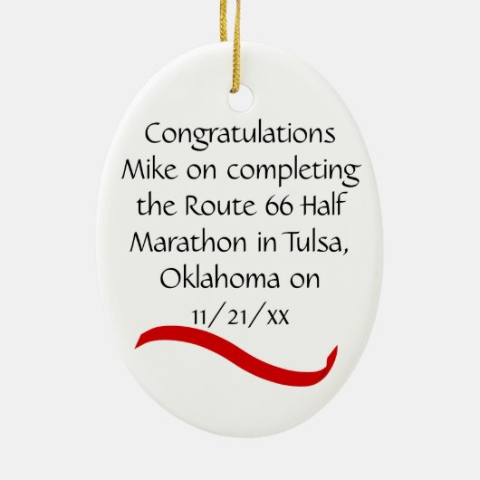 Half marathon Runner Ornament - Man red (Achterkant)