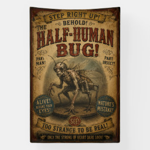 Half-Menselijke Bug Horror Carnaval Poster Spandoek
