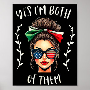 Half Mexicaans-Amerikaans beide van Mexico Vlag va Poster