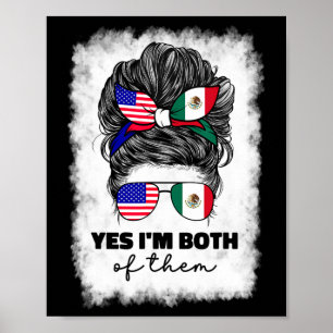 Half Mexicaans en Amerikaans Mexico Amerika Vlag Poster