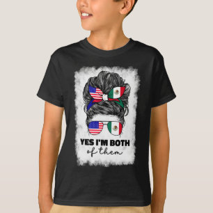 Half Mexicaans en Amerikaans Mexico Amerika Vlag V T-shirt