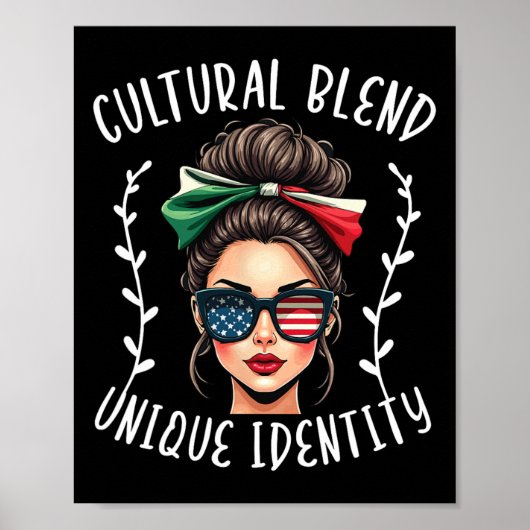 Half Mexicaans Half Amerikaans Vlag Mexicaans Amer Poster (Voorkant)