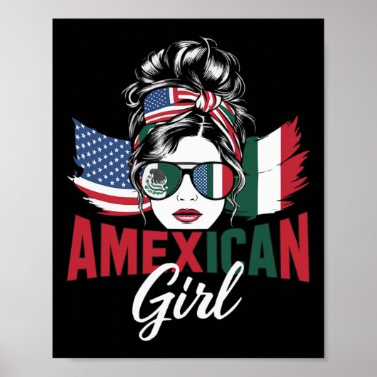 Half Mexicaans Half Amerikaans Vlag Mexico Amerika Poster (Voorkant)