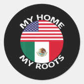 Half Mexicaans Half Amerikaans Vlag USA Mexico Roo Ronde Sticker (Voorkant)