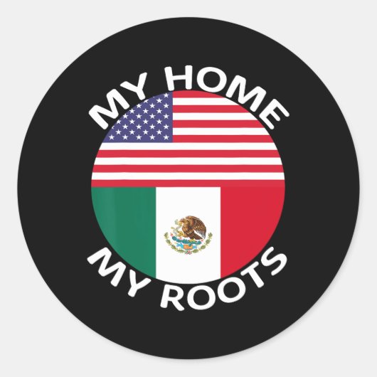 Half Mexicaans Half Amerikaans Vlag USA Mexico Roo Ronde Sticker (Voorkant)