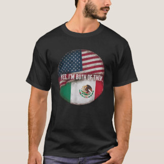 Half Mexicaanse Amerikaanse vlag Mexico-Amerika T-shirt