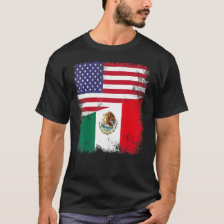 Half Mexicaanse vlag  Mexico USA T-shirt
