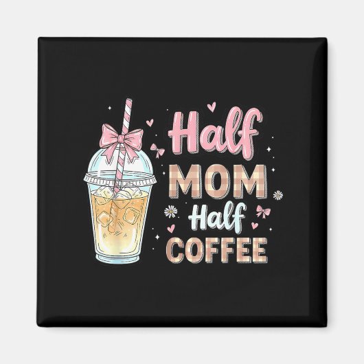 Half Moeder Half Coffee Schattig Iced Coffee Retro Magneet (Voorkant)