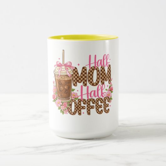 Half Moeder Half Coffee T-shirt – Schattige Moeder Mok (Midden)